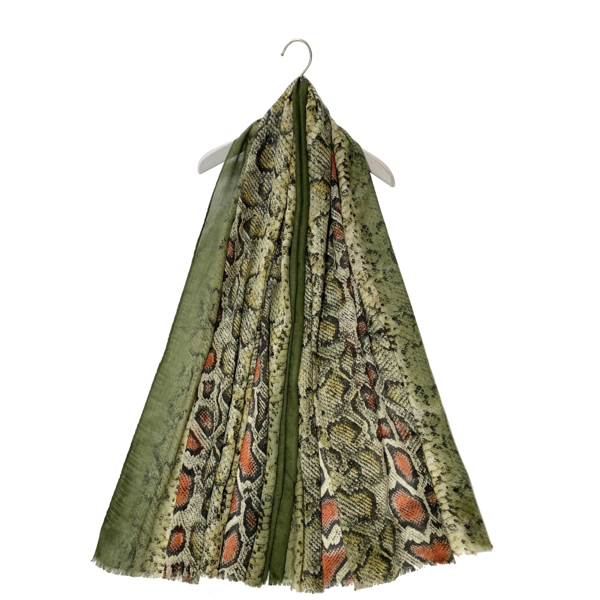 Ombre Snake Patterned Green Scarf, 90 cm x 190 cm,, 100% Viscose 1 
