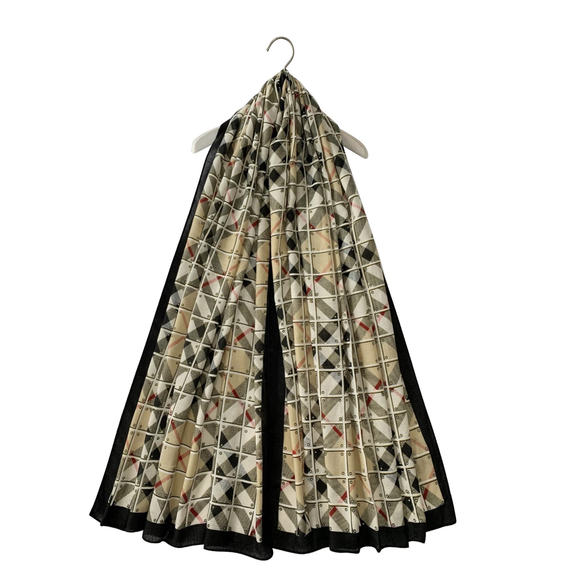 Thick Cotton Scarf, 90 cm x 180 cm, Tiled Tartan Patterned, 40% Cotton 60% Viscose 1 
