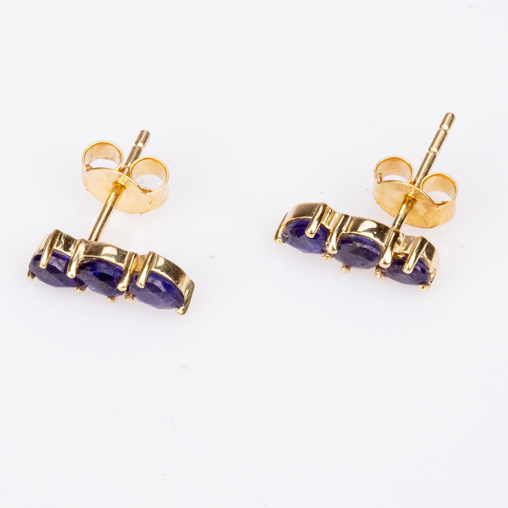 Goldplattierte Silberohrringe mit australischem blauem Saphir 3 