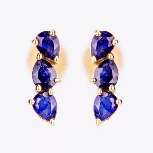 Goldplattierte Silberohrringe mit australischem blauem Saphir