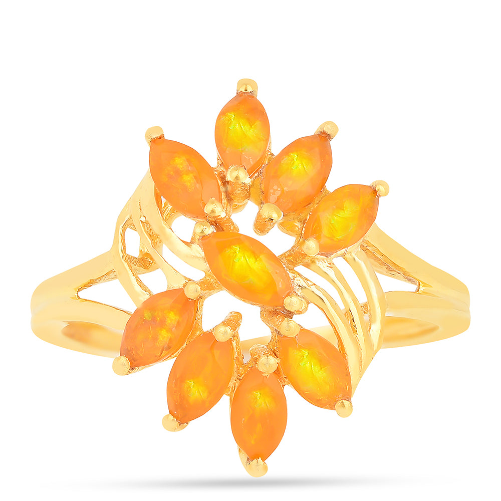 Goldplattierter Silberring mit Feueropal