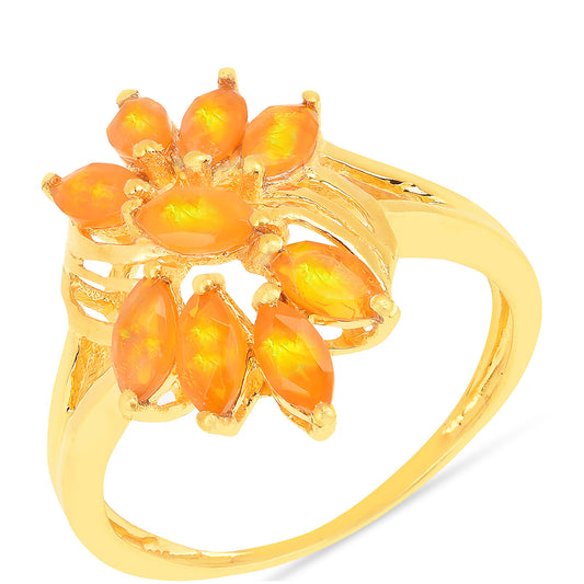 Goldplattierter Silberring mit Feueropal