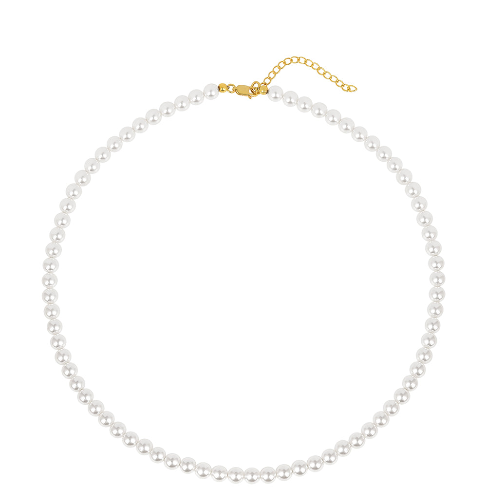 Goldplattierte Silberhalskette mit Cremefarbener Süßwasserperle 1 