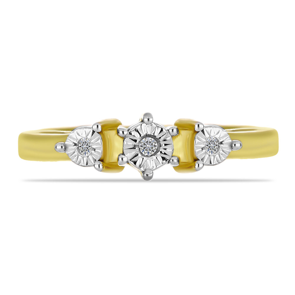 Goldplattierter Silberring mit weißem Diamant 1 