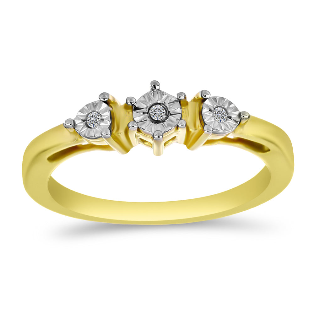 Goldplattierter Silberring mit weißem Diamant 3 