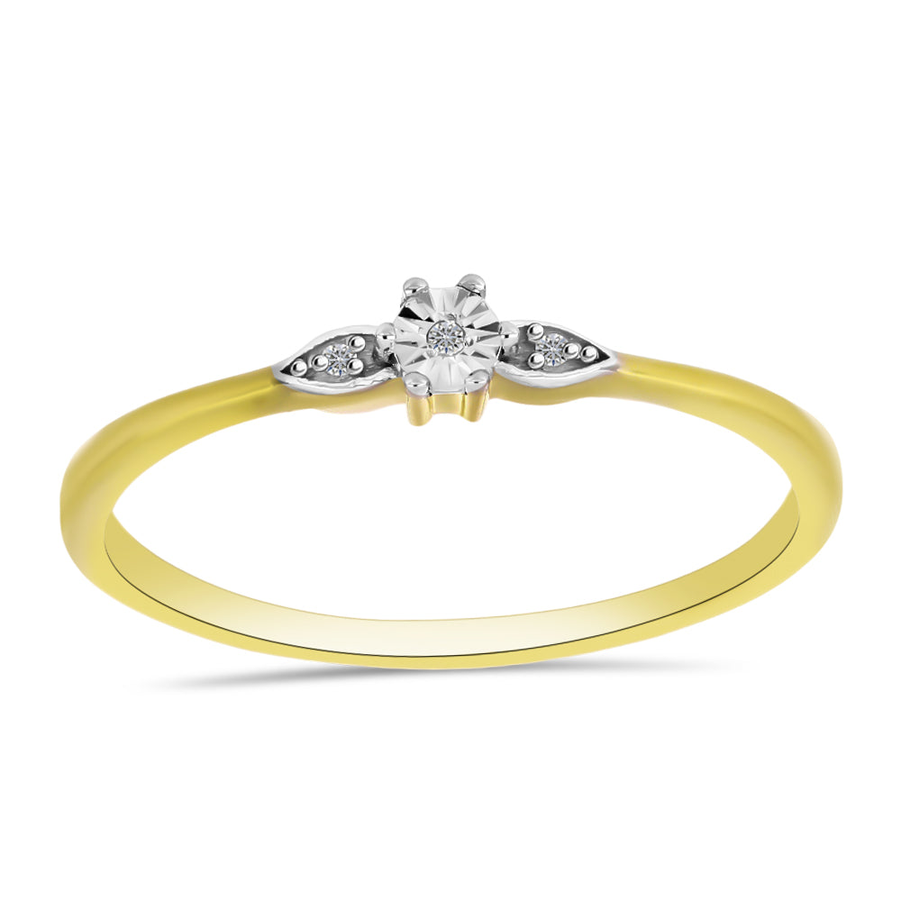 Goldplattierter Silberring mit weißem Diamant