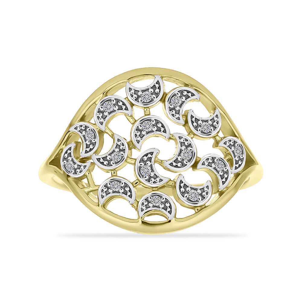 Goldplattierter Silberring mit weißem Diamant 1 
