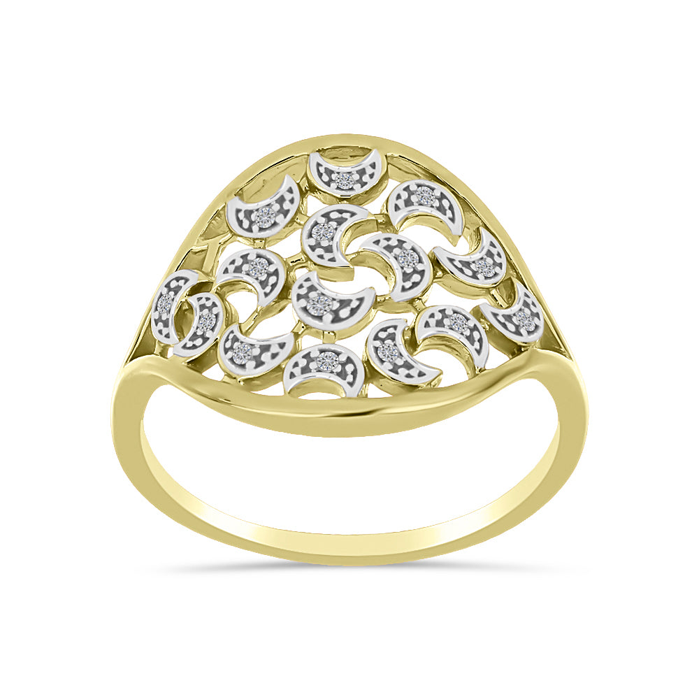 Goldplattierter Silberring mit weißem Diamant