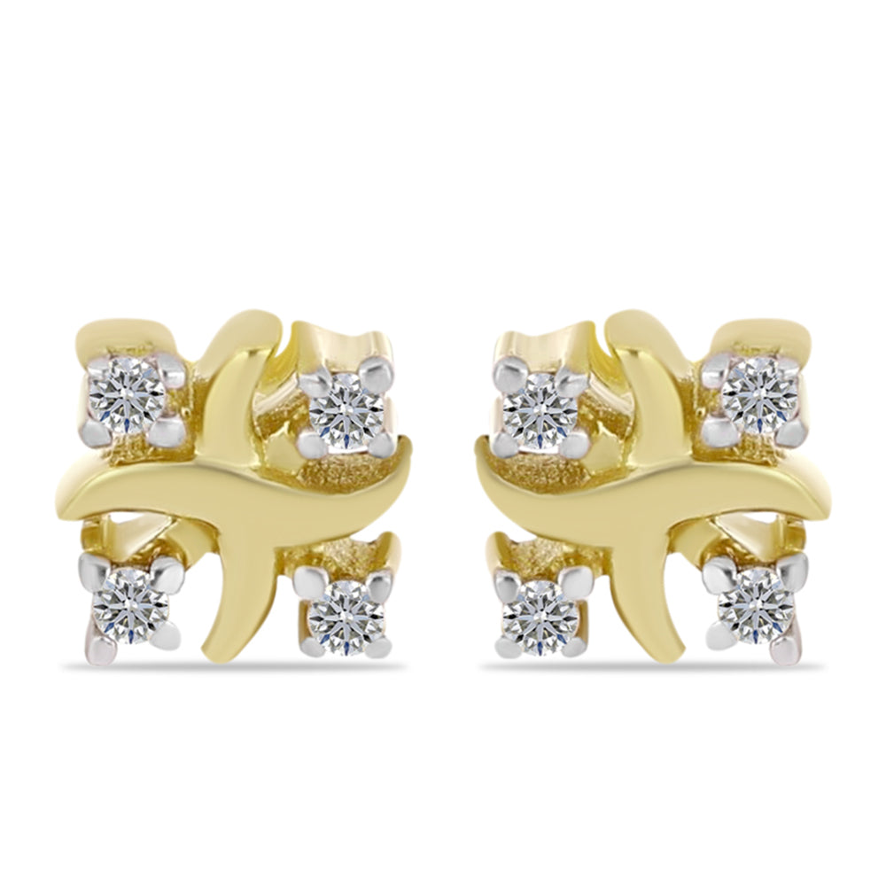 Goldplattierte Silberohrringe mit weißem Diamant 3 