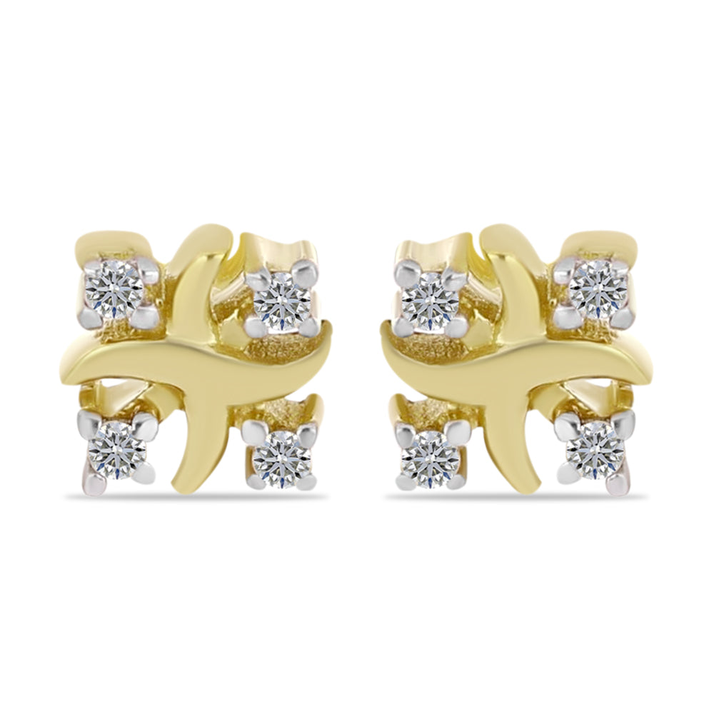 Goldplattierte Silberohrringe mit weißem Diamant 1 
