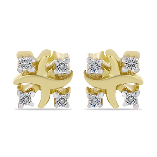Goldplattierte Silberohrringe mit weißem Diamant