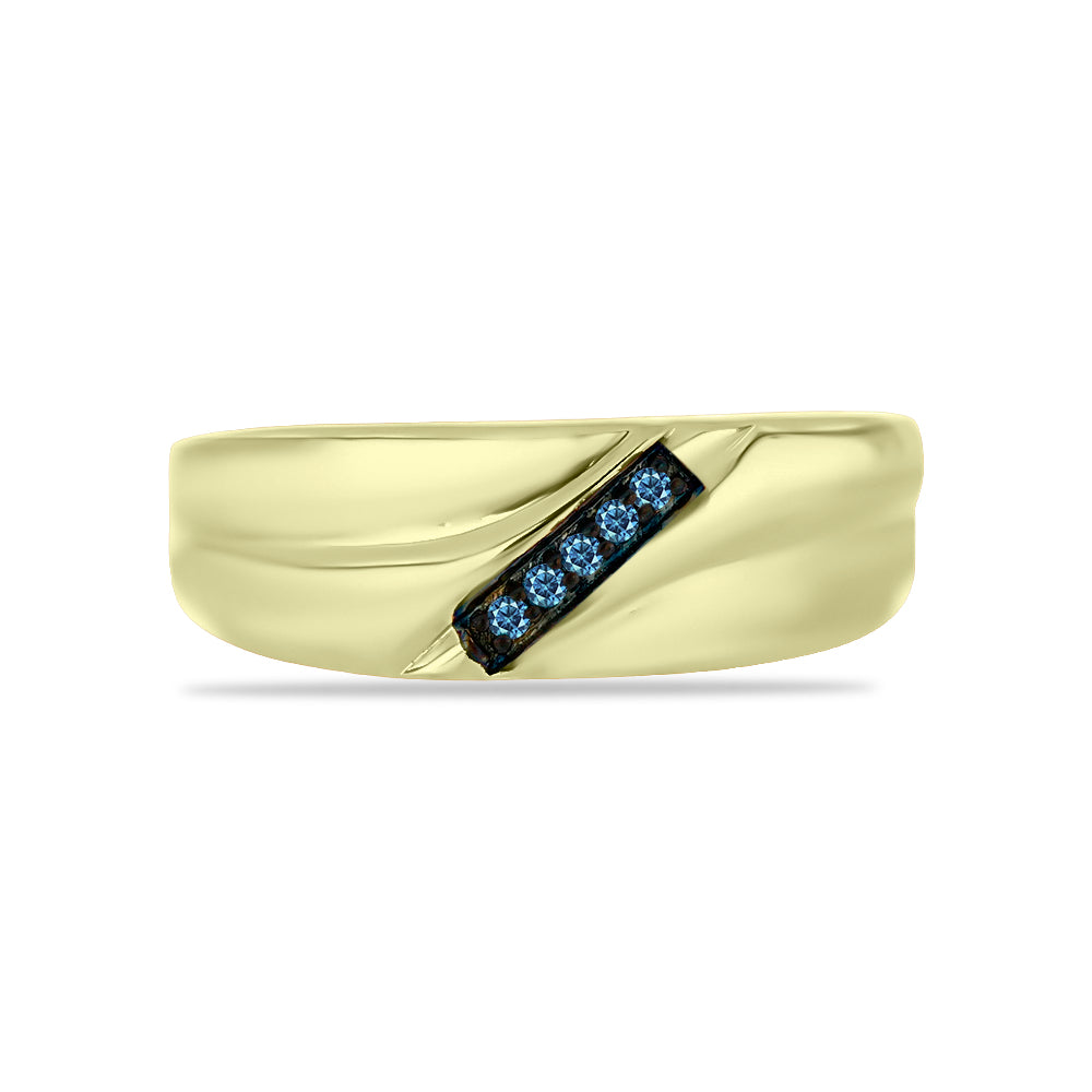 Goldplattierter Silberring mit blauem Diamant 1 