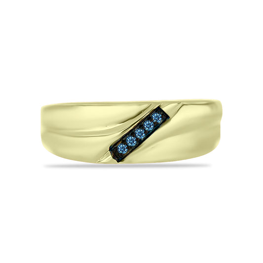Goldplattierter Silberring mit blauem Diamant