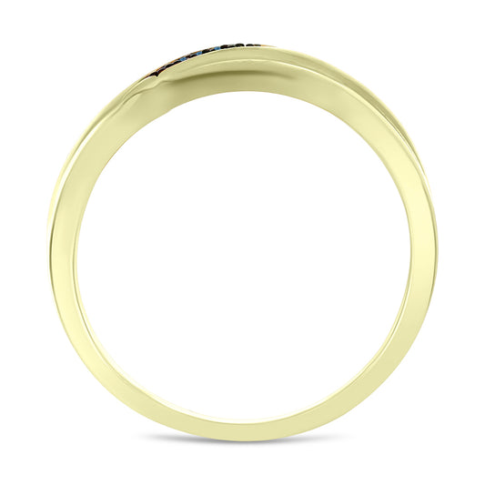 Goldplattierter Silberring mit blauem Diamant