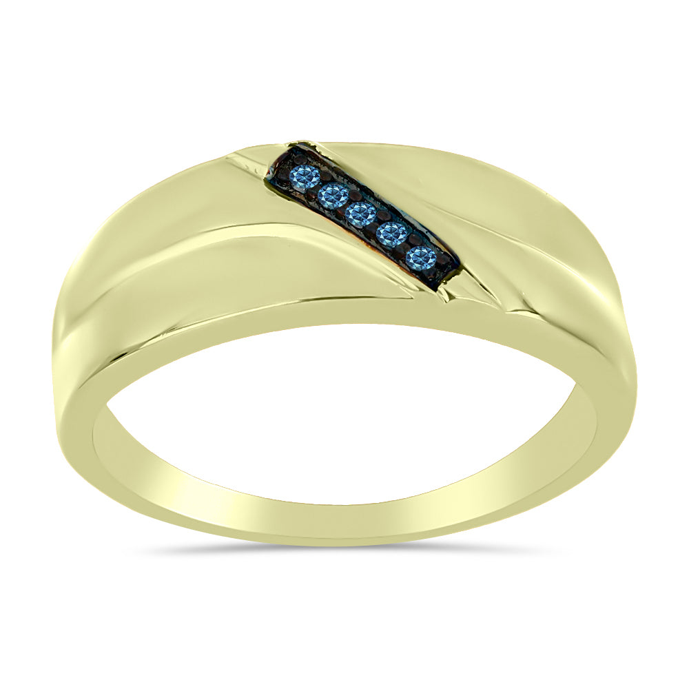 Goldplattierter Silberring mit blauem Diamant