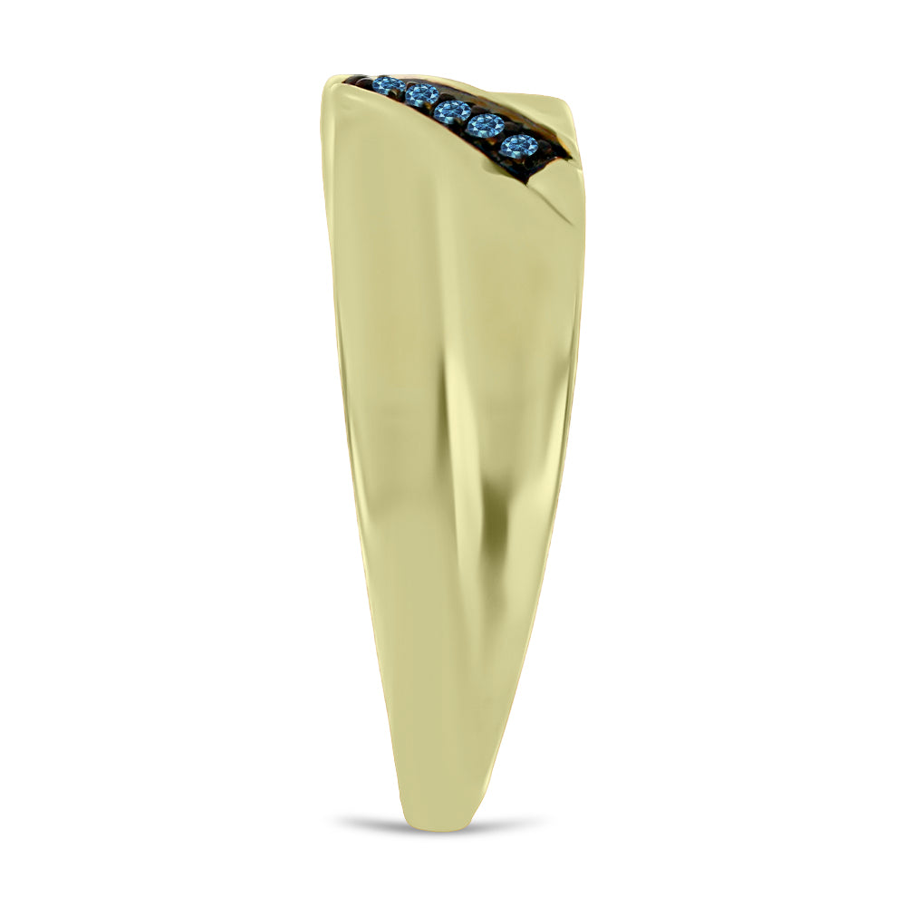 Goldplattierter Silberring mit blauem Diamant 4 