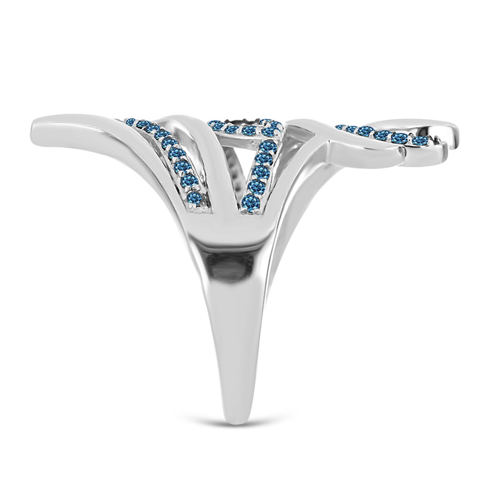 Silberring mit blauem Diamant 8 
