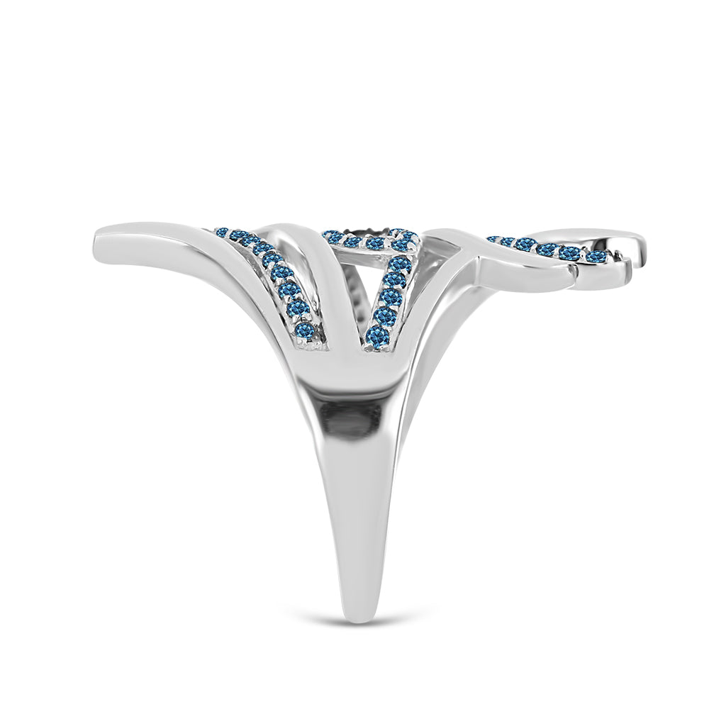 Silberring mit blauem Diamant 4 