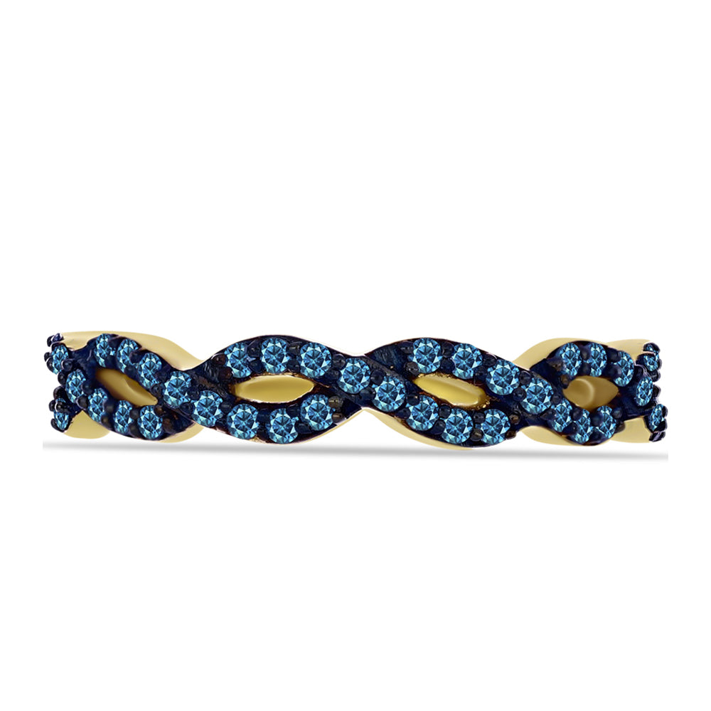 Goldplattierter Silberring mit blauem Diamant
