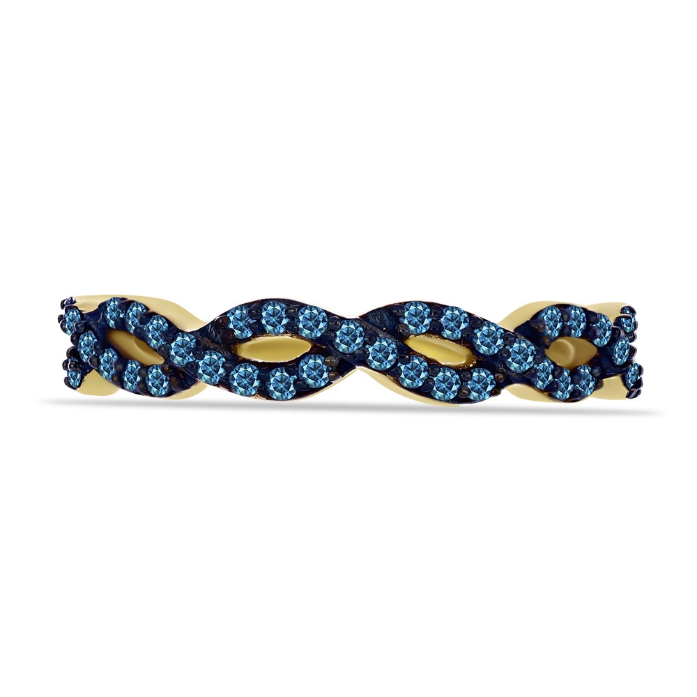 Goldplattierter Silberring mit blauem Diamant