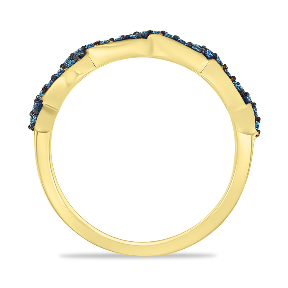 Goldplattierter Silberring mit blauem Diamant