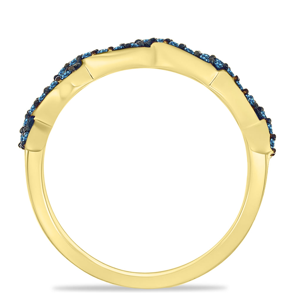 Goldplattierter Silberring mit blauem Diamant