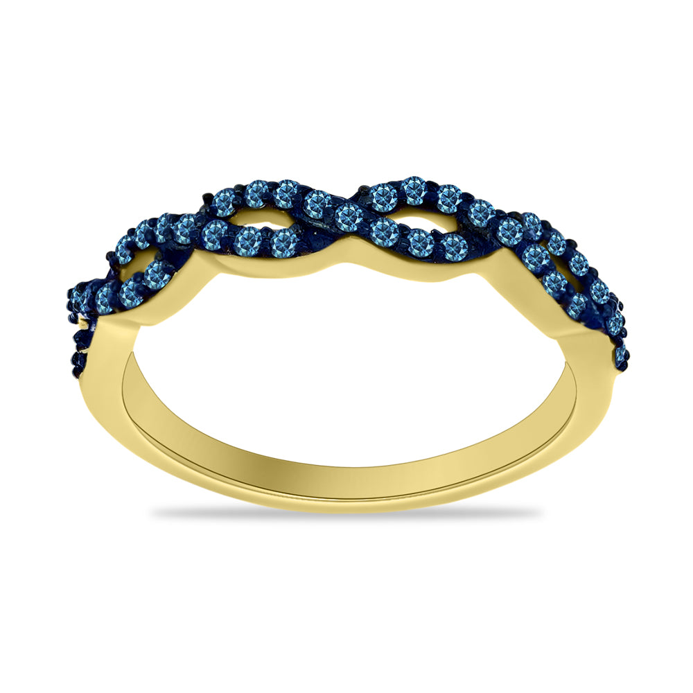 Goldplattierter Silberring mit blauem Diamant
