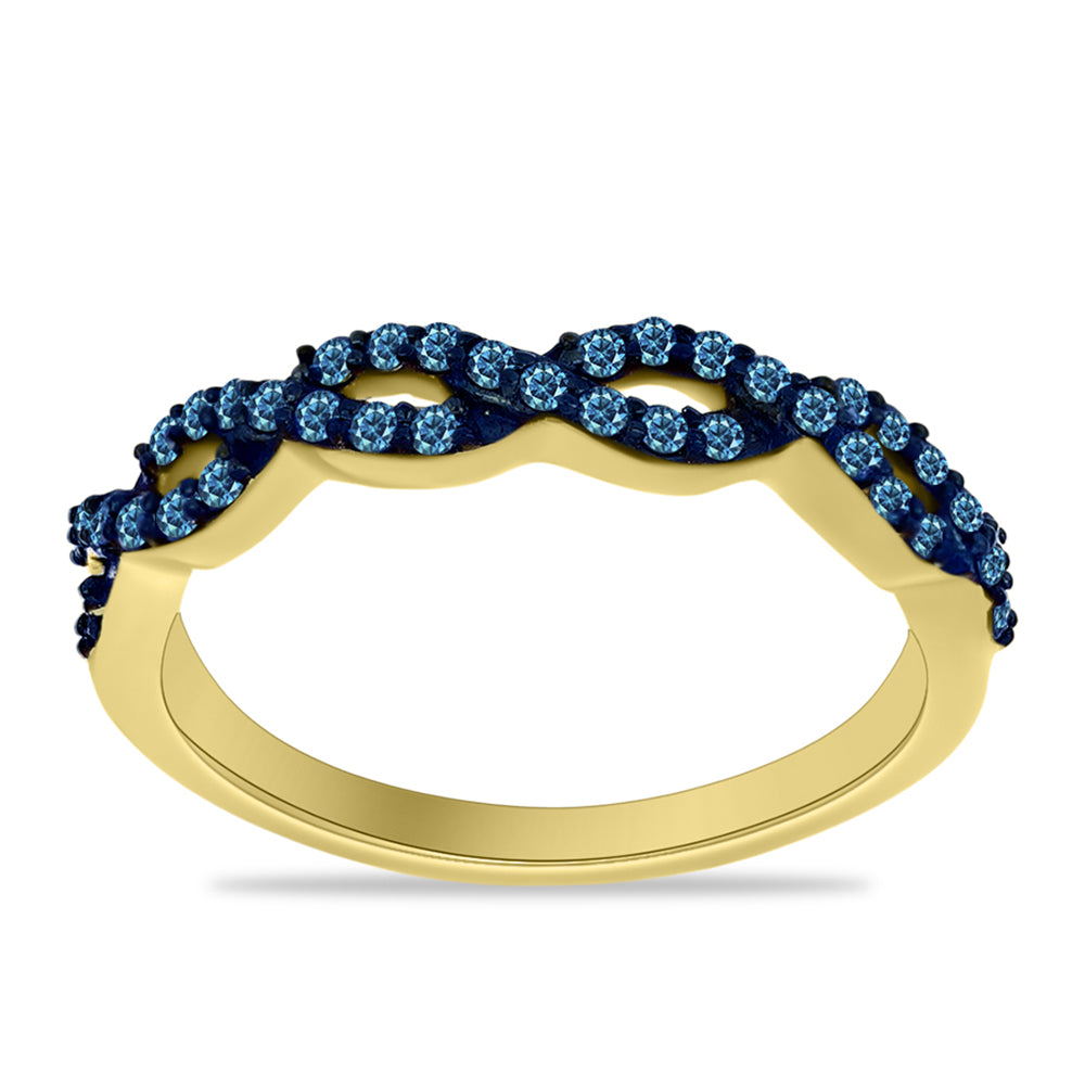 Goldplattierter Silberring mit blauem Diamant 7 