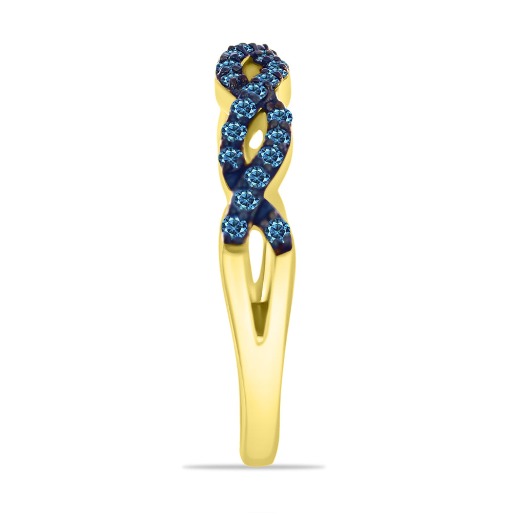 Goldplattierter Silberring mit blauem Diamant