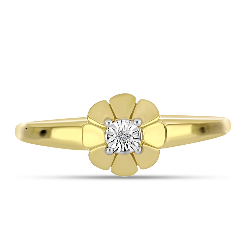 Goldplattierter Silberring mit weißem Diamant 5 
