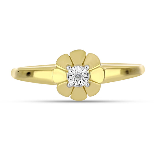 Goldplattierter Silberring mit weißem Diamant