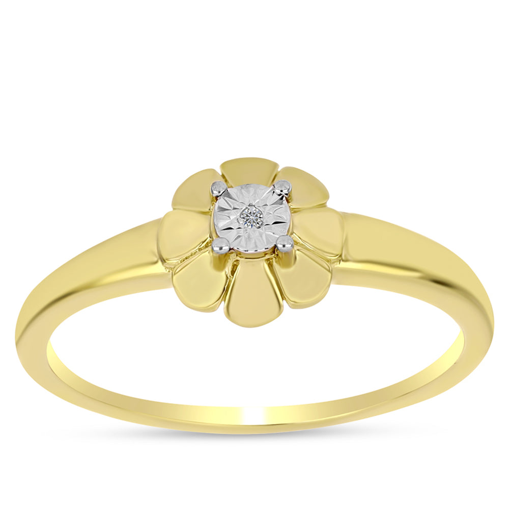 Goldplattierter Silberring mit weißem Diamant