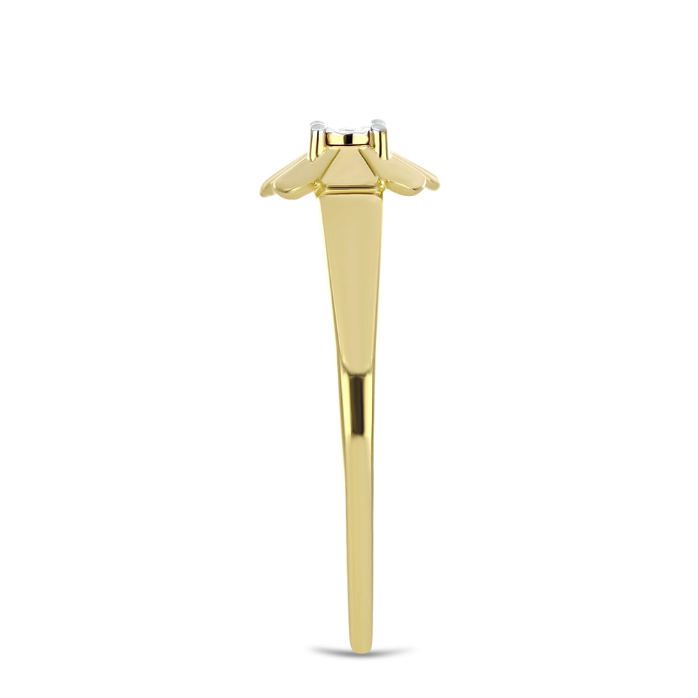 Goldplattierter Silberring mit weißem Diamant