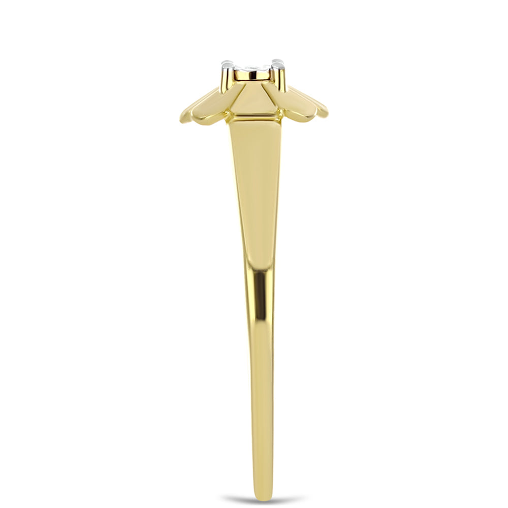 Goldplattierter Silberring mit weißem Diamant