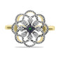 Goldplattierter Silberring mit grünem Diamant und weißem Diamant