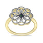Goldplattierter Silberring mit grünem Diamant und weißem Diamant