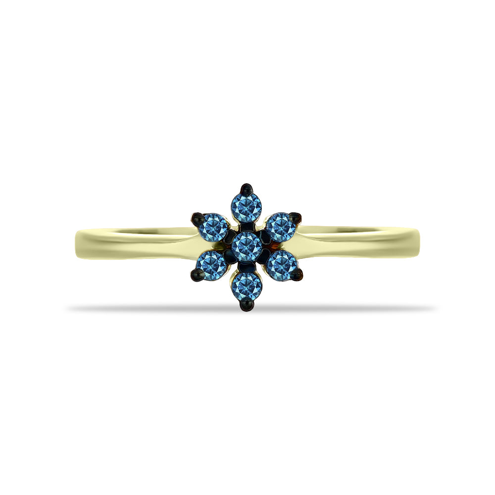 Goldplattierter Silberring mit blauem Diamant