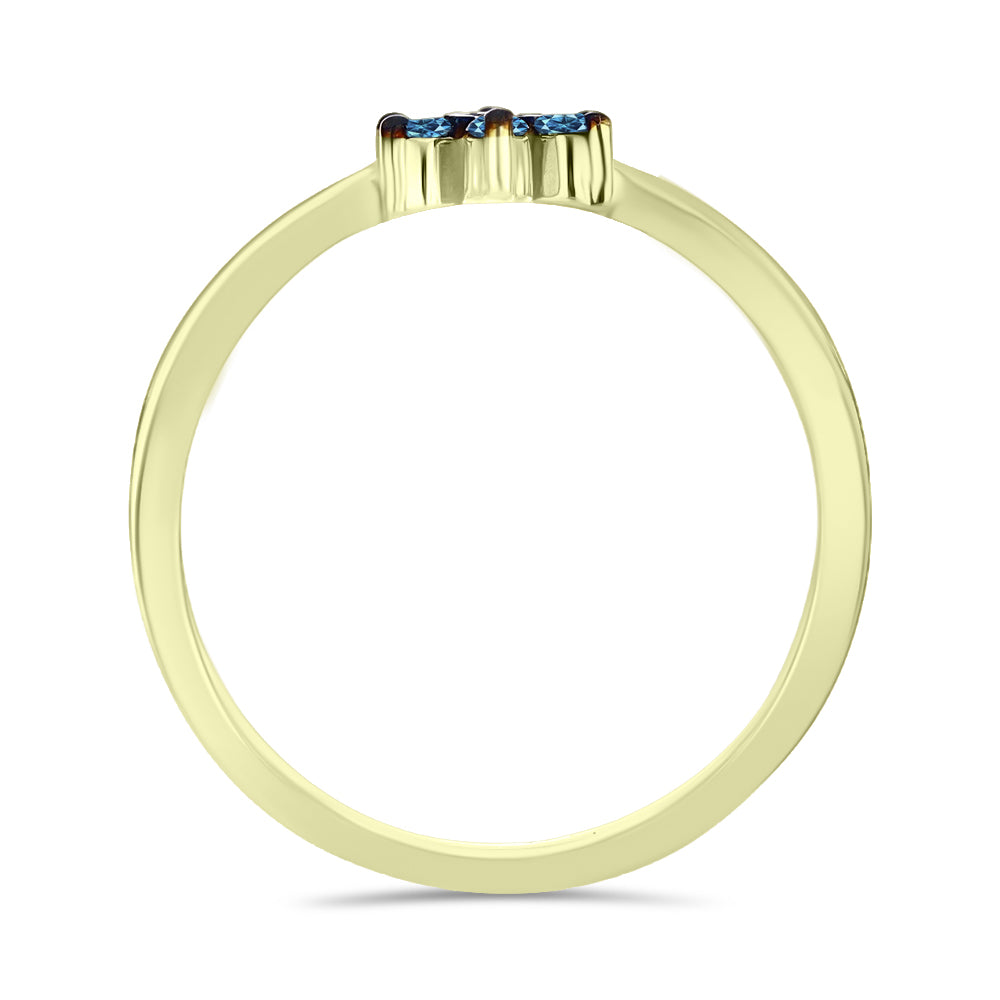 Goldplattierter Silberring mit blauem Diamant