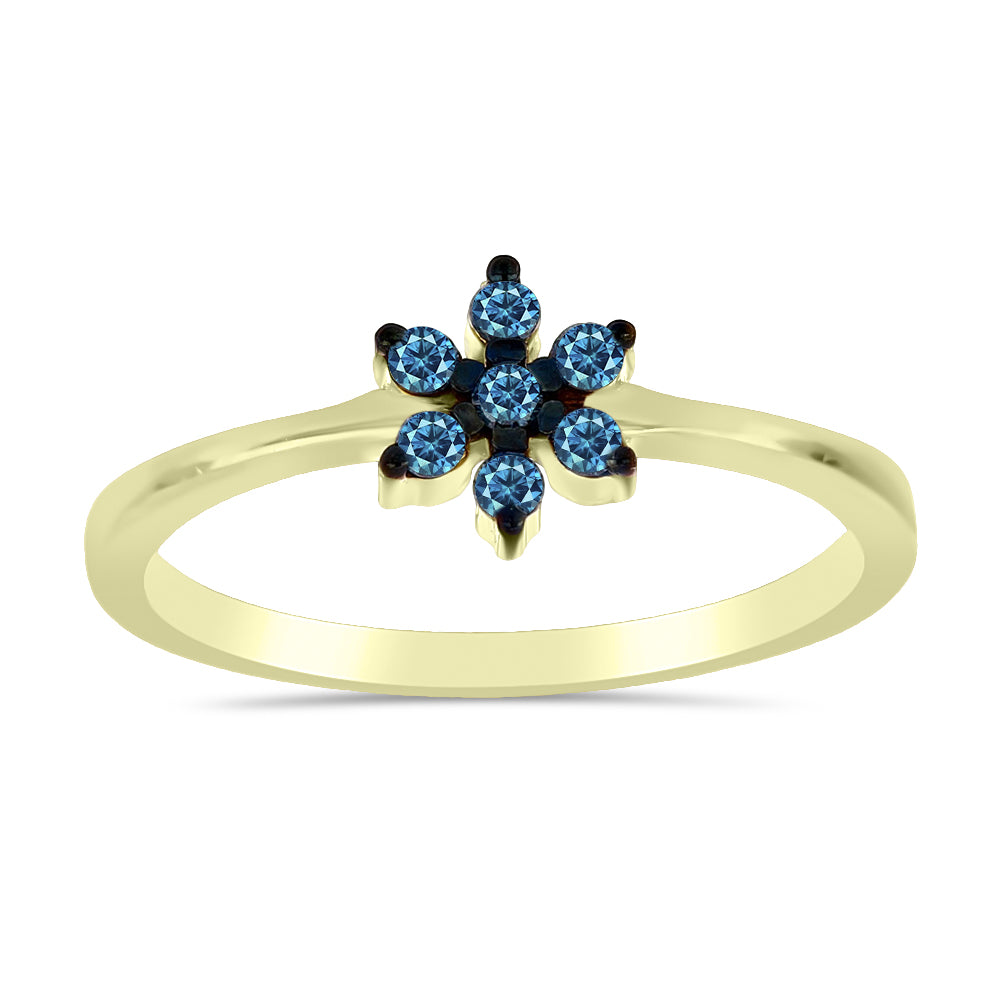 Goldplattierter Silberring mit blauem Diamant 3 
