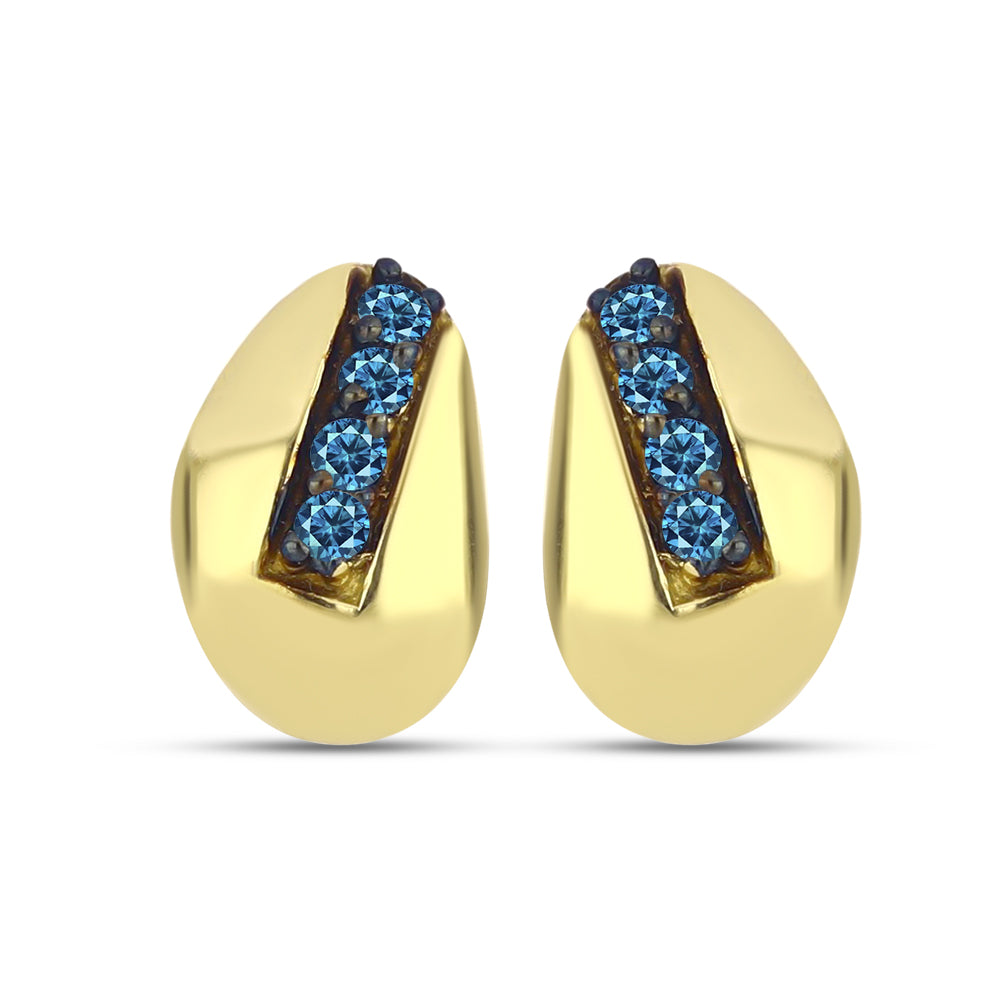 Goldplattierte Silberohrringe mit blauem Diamant 1 