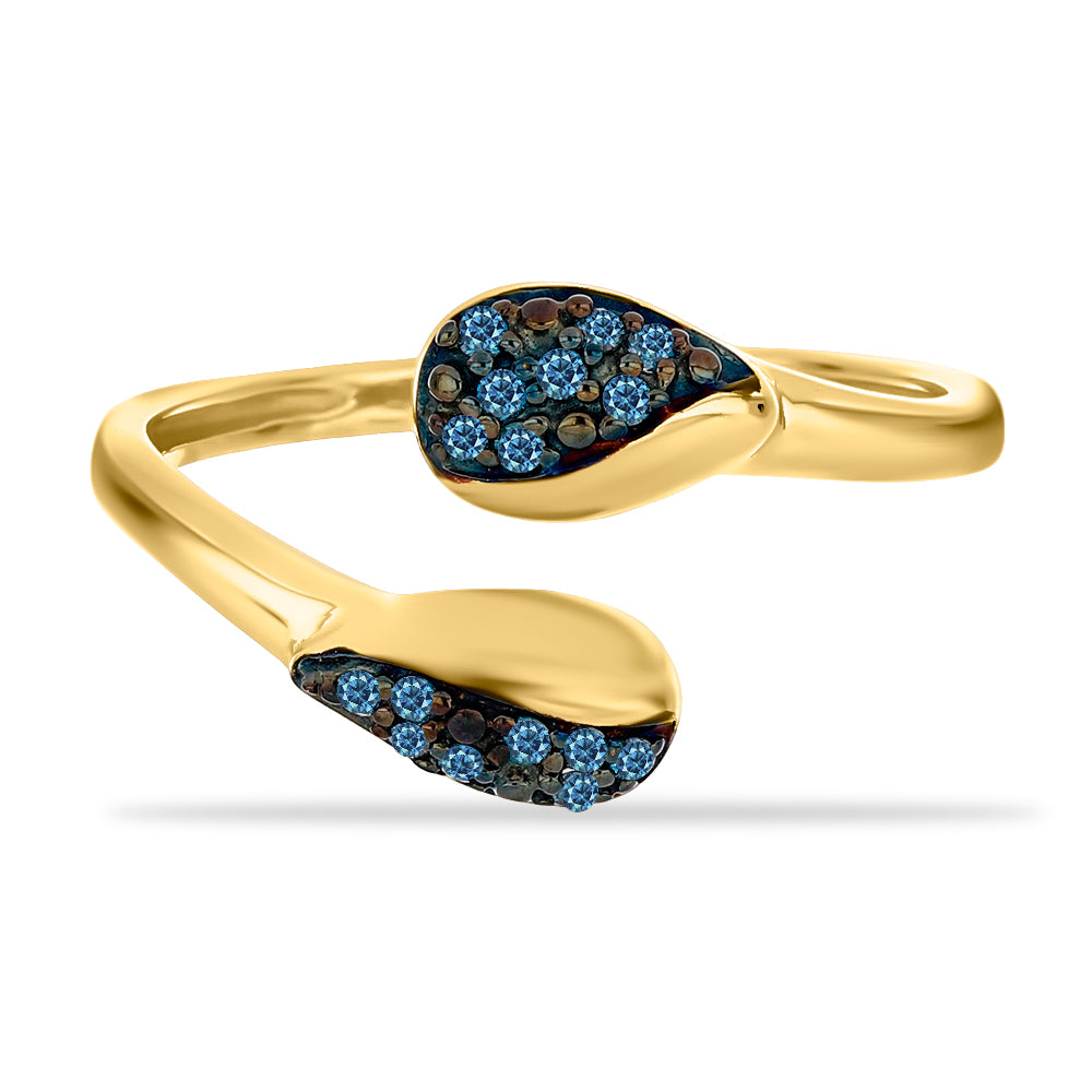 Goldplattierter Silberring mit blauem Diamant