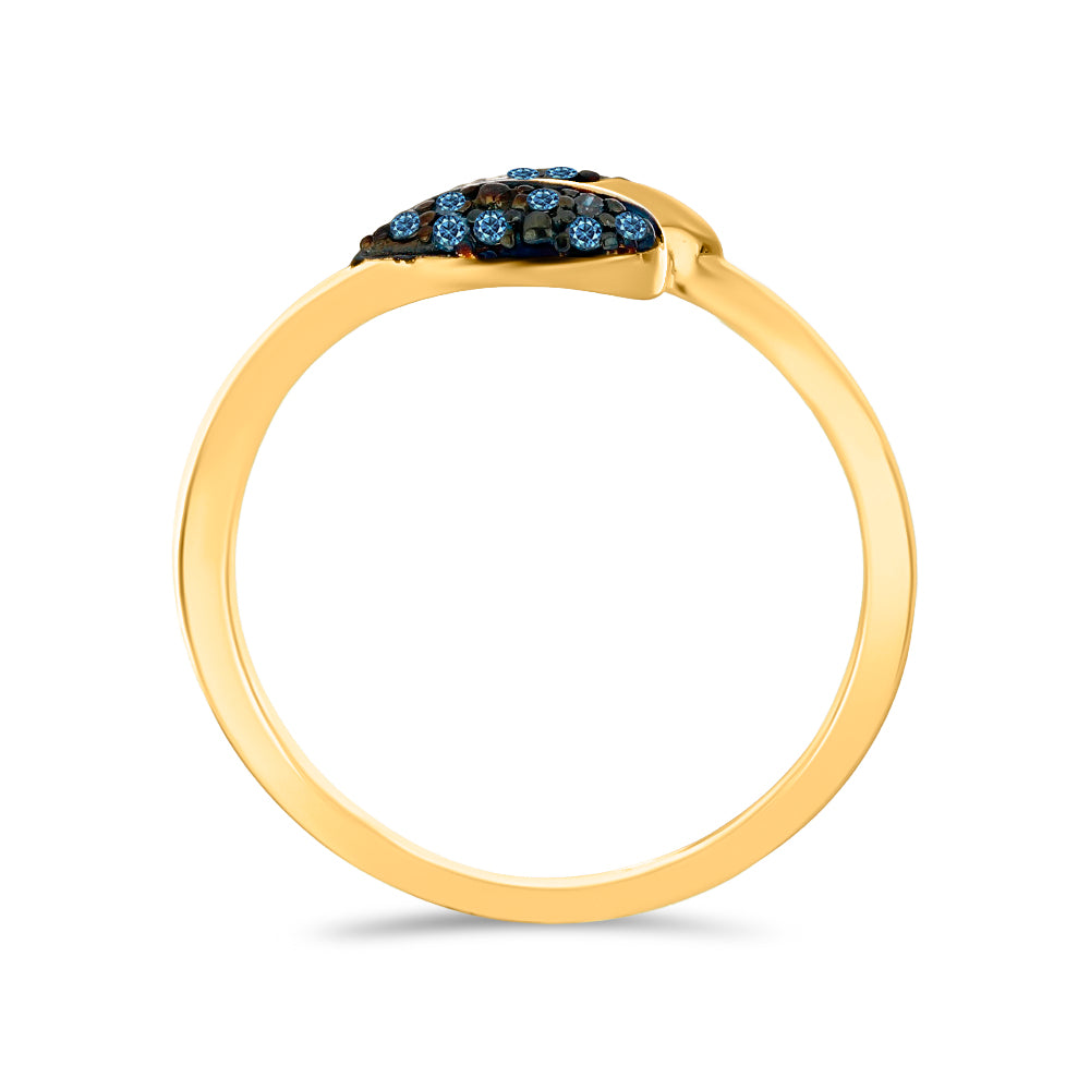 Goldplattierter Silberring mit blauem Diamant 2 