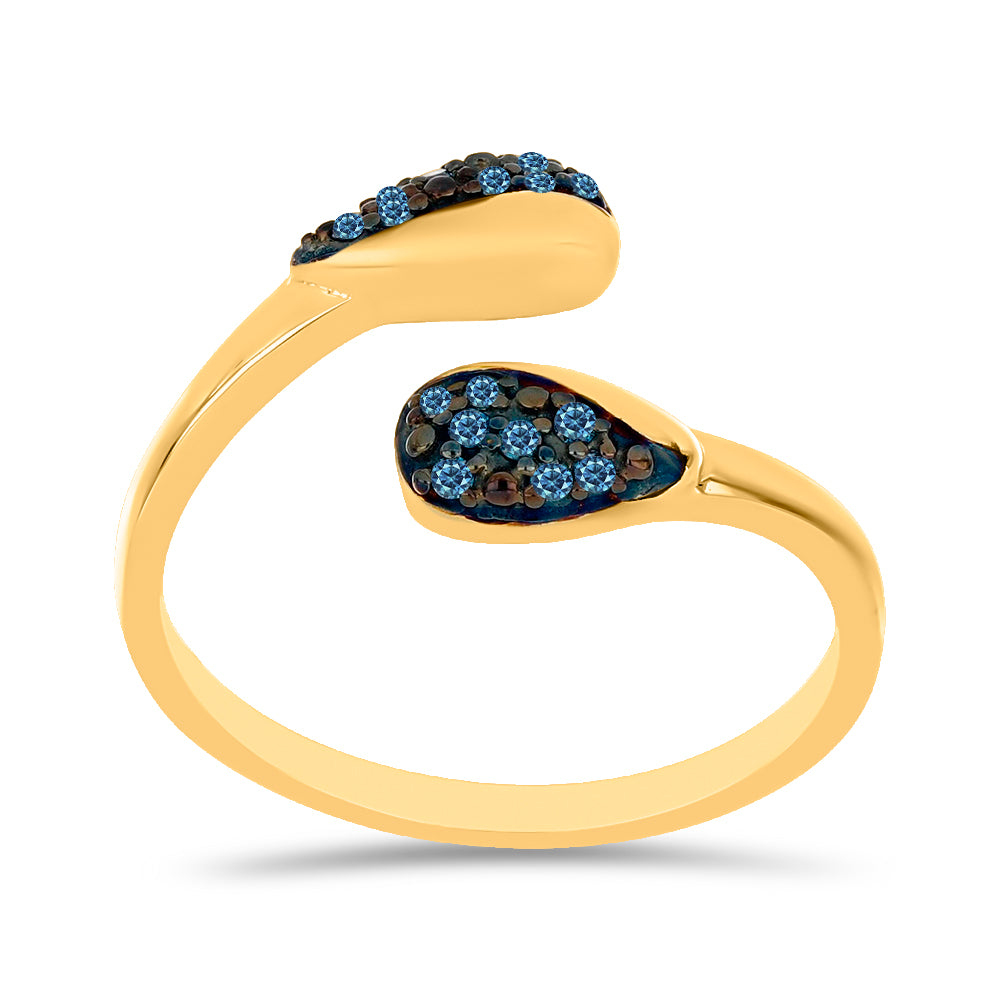 Goldplattierter Silberring mit blauem Diamant 3 