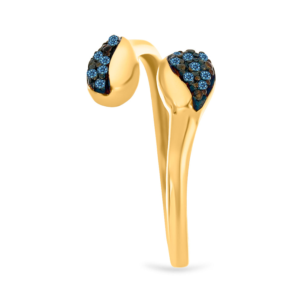 Goldplattierter Silberring mit blauem Diamant