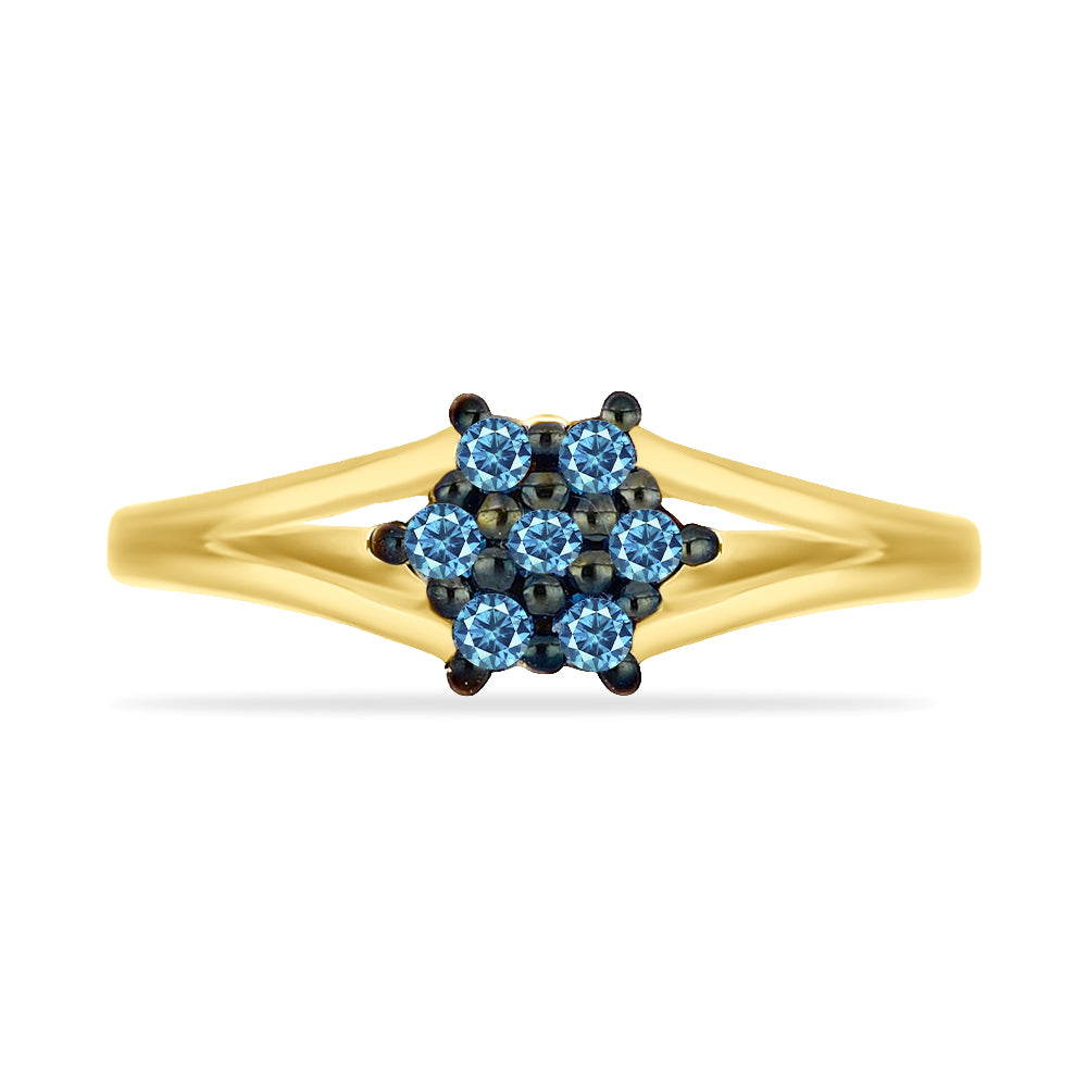 Goldplattierter Silberring mit blauem Diamant