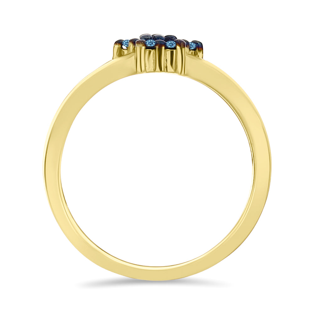 Goldplattierter Silberring mit blauem Diamant 2 