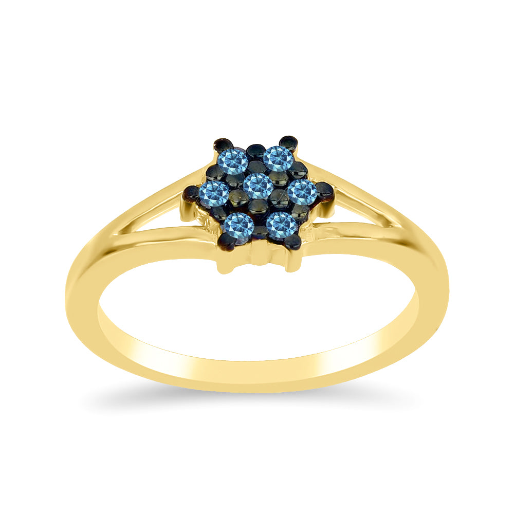 Goldplattierter Silberring mit blauem Diamant