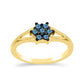 Goldplattierter Silberring mit blauem Diamant