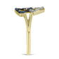 Goldplattierter Silberring mit blauem Diamant und weißem Diamant