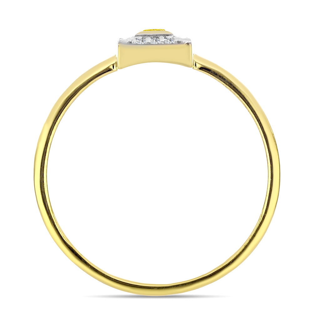 Goldplattierter Silberring mit gelbem Diamant und natürlichem weißem Zirkon